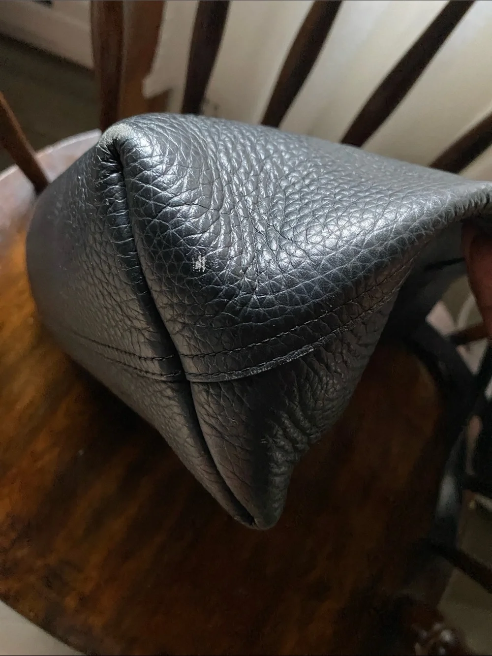 Cuyana Black Leather Tote Bag with Maroon Interior